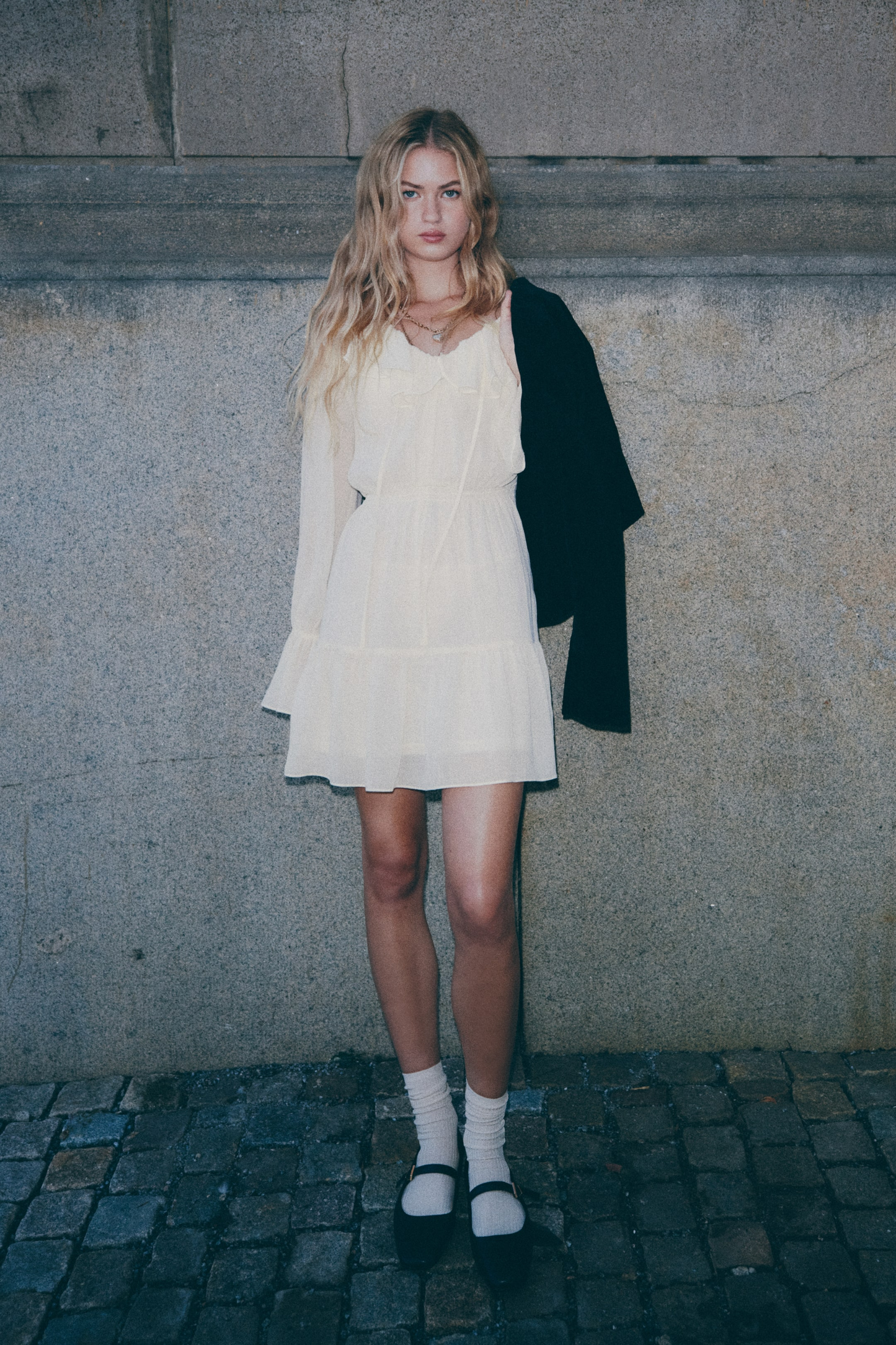 Flounce-collar Dress