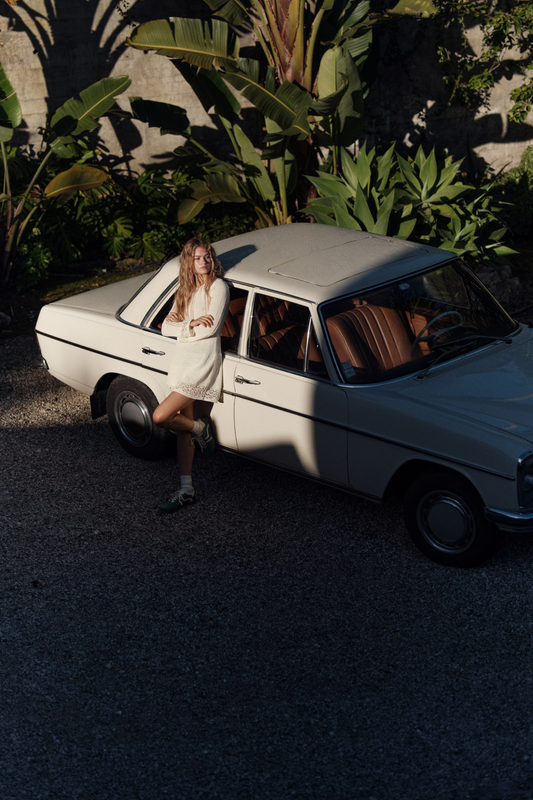 Hole-knit Mini Dress