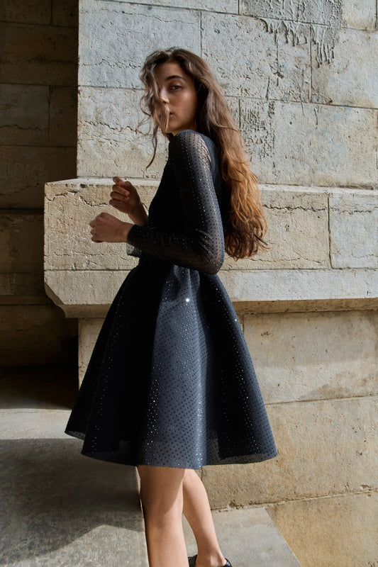 Embellished mesh dress