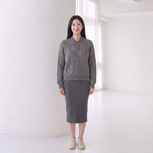 Cable‑Knit Wool‑Cashmere Bomber Jacket