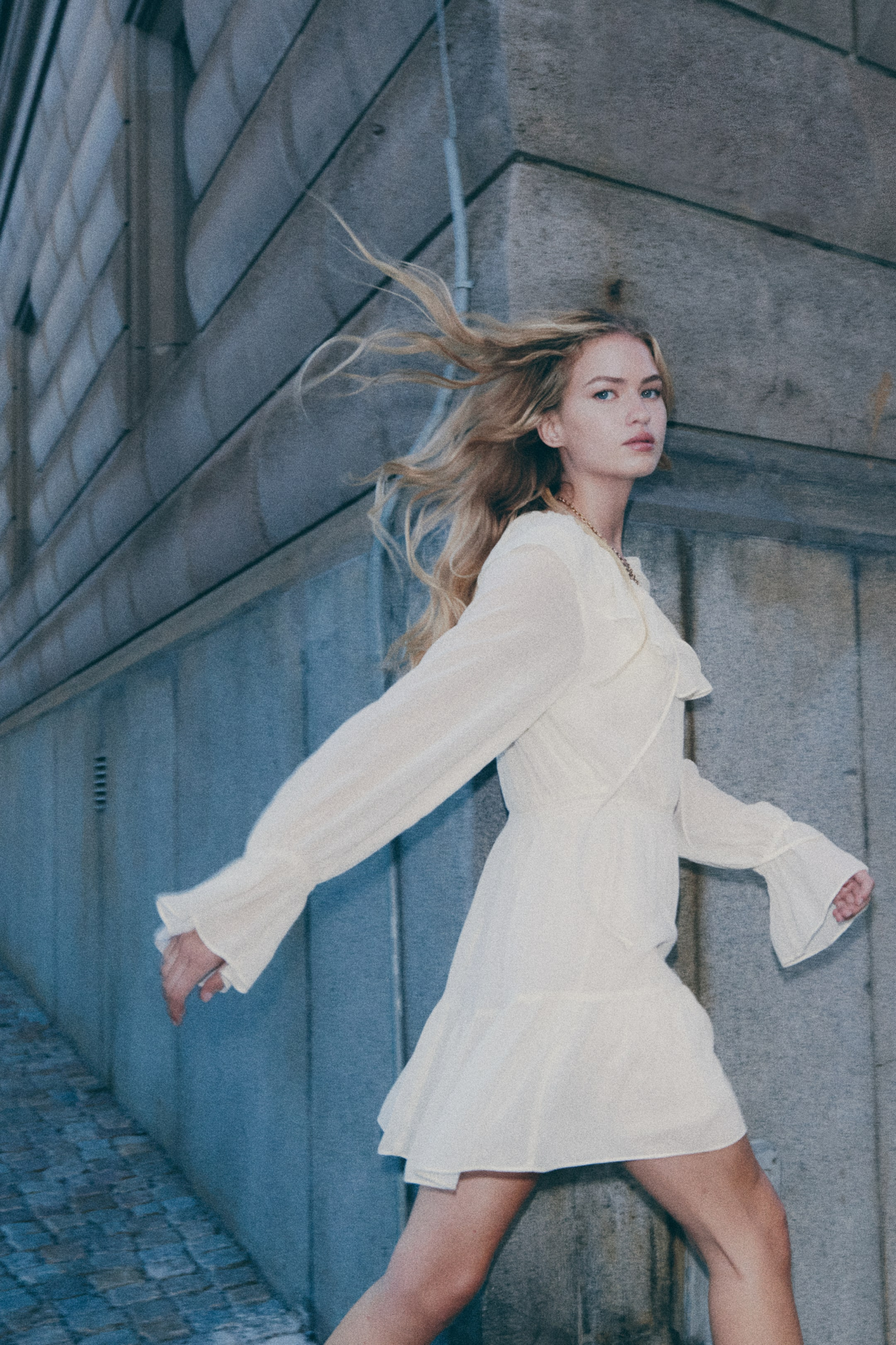 Flounce-collar Dress