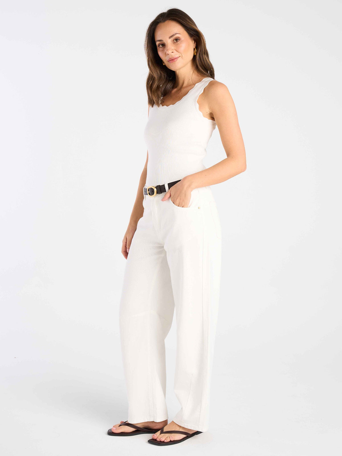 Drew Barrel Leg Jeans - Soft White
