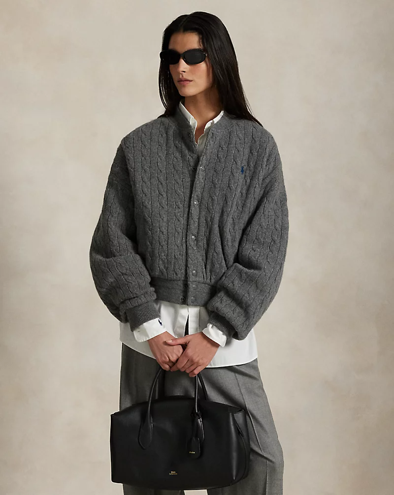 Cable‑Knit Wool‑Cashmere Bomber Jacket