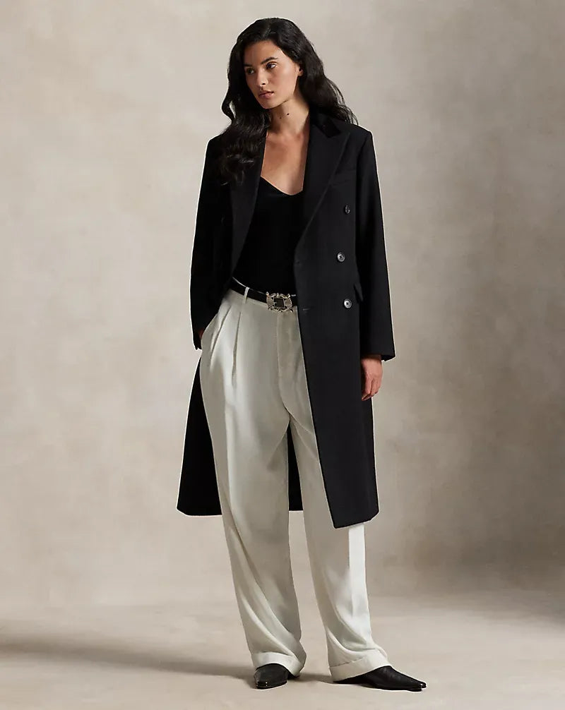 Double-Breasted Wool Melton Coat