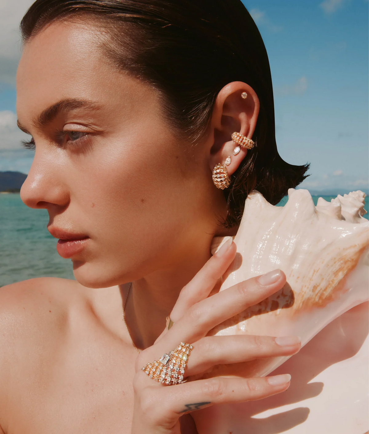Diamond Medusa Hoops